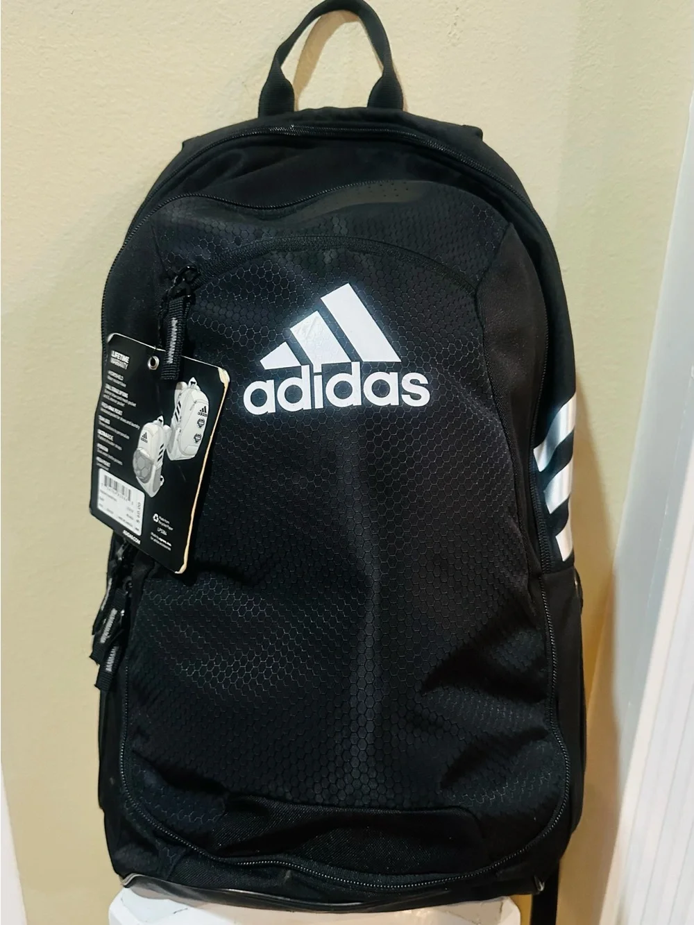 adidas Black Backpack with White Logo and Stripes